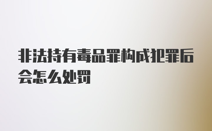 非法持有毒品罪构成犯罪后会怎么处罚