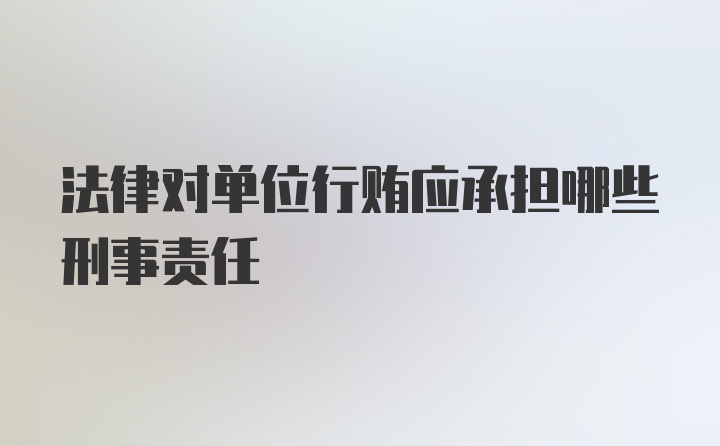 法律对单位行贿应承担哪些刑事责任