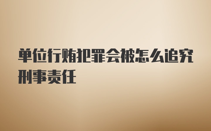 单位行贿犯罪会被怎么追究刑事责任