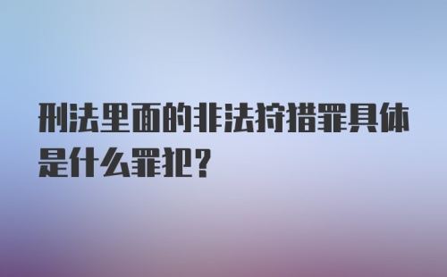 刑法里面的非法狩猎罪具体是什么罪犯?