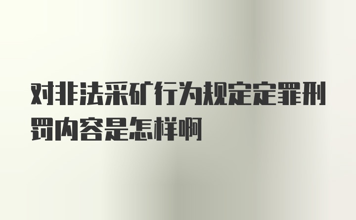 对非法采矿行为规定定罪刑罚内容是怎样啊