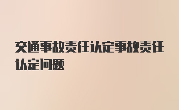 交通事故责任认定事故责任认定问题