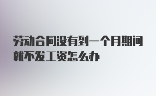 劳动合同没有到一个月期间就不发工资怎么办