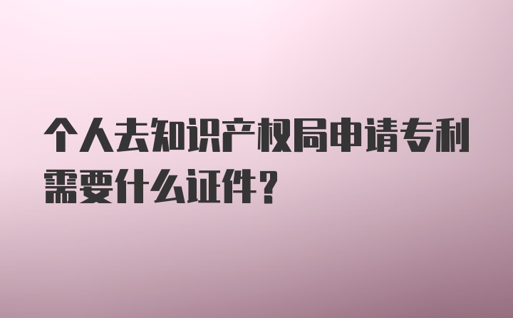 个人去知识产权局申请专利需要什么证件？