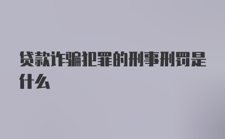 贷款诈骗犯罪的刑事刑罚是什么