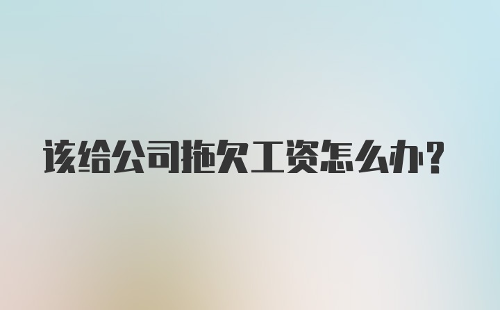 该给公司拖欠工资怎么办？