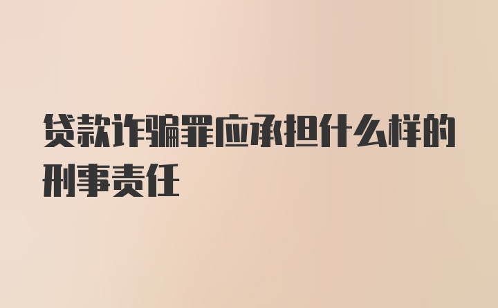 贷款诈骗罪应承担什么样的刑事责任