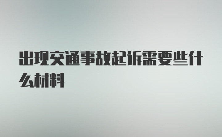 出现交通事故起诉需要些什么材料