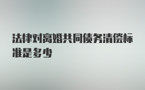 法律对离婚共同债务清偿标准是多少