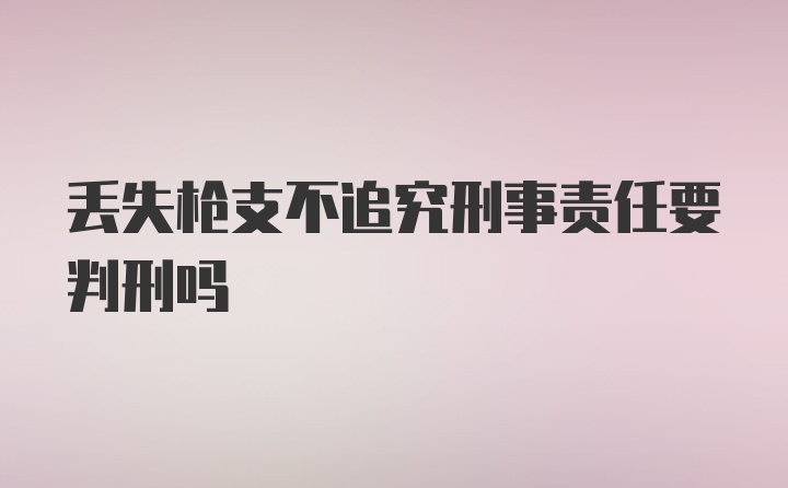 丢失枪支不追究刑事责任要判刑吗