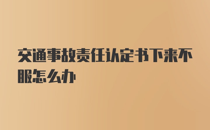 交通事故责任认定书下来不服怎么办