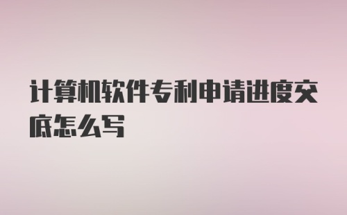 计算机软件专利申请进度交底怎么写