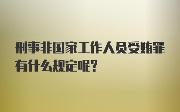 刑事非国家工作人员受贿罪有什么规定呢？