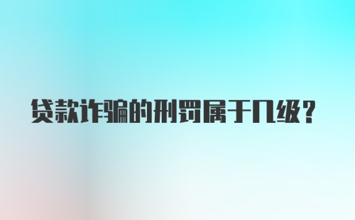 贷款诈骗的刑罚属于几级?