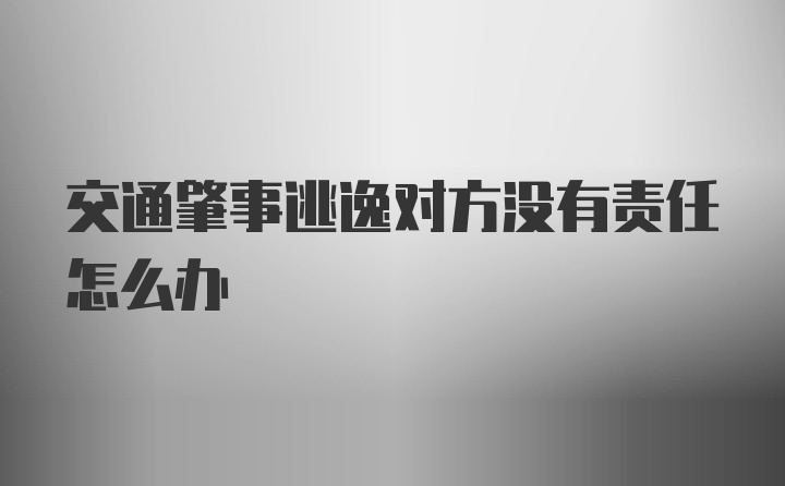 交通肇事逃逸对方没有责任怎么办