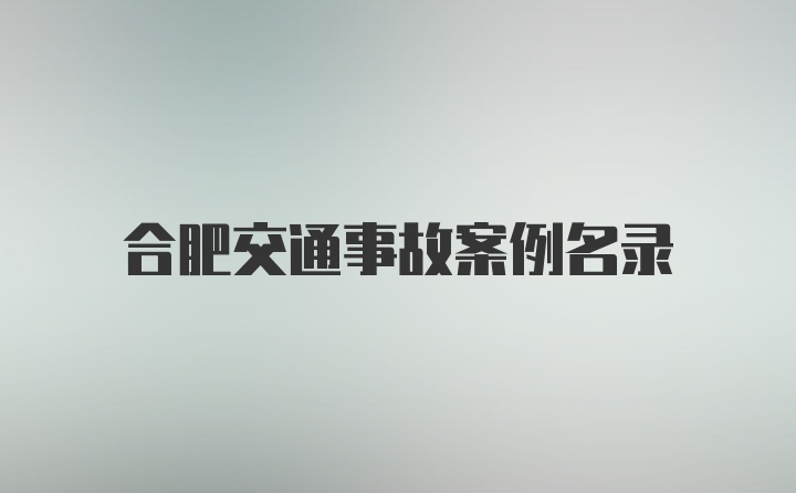 合肥交通事故案例名录