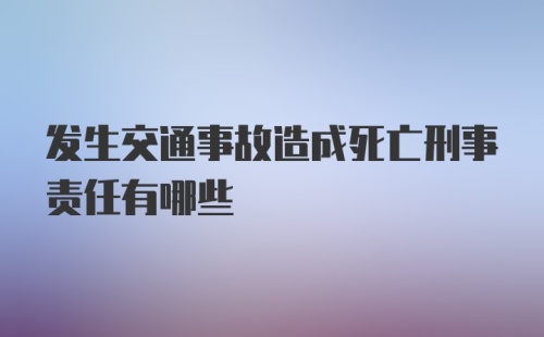 发生交通事故造成死亡刑事责任有哪些