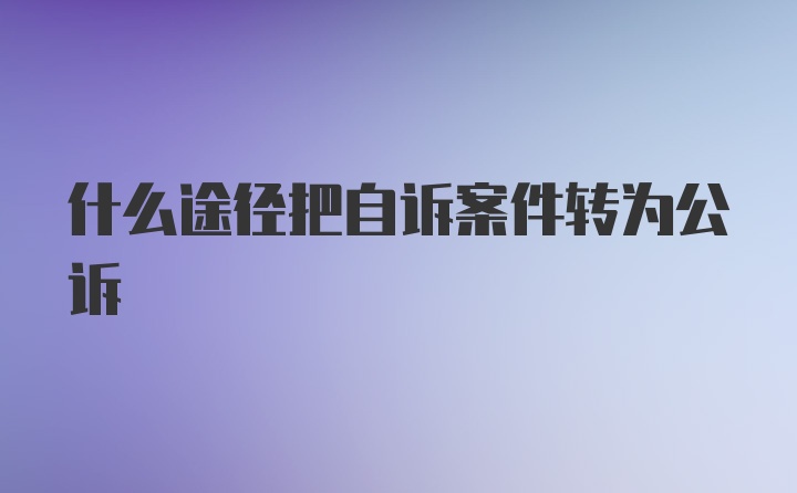 什么途径把自诉案件转为公诉