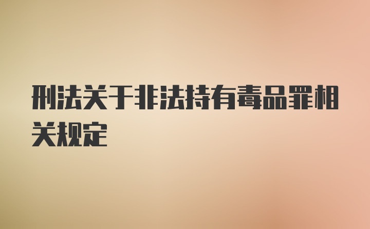 刑法关于非法持有毒品罪相关规定