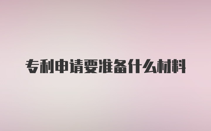 专利申请要准备什么材料