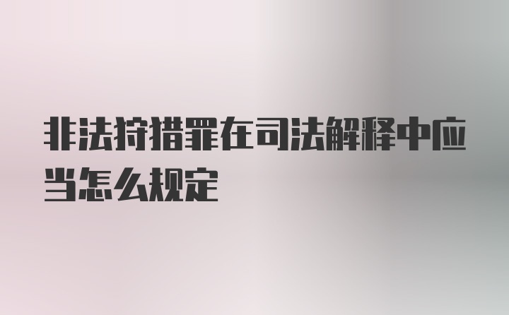 非法狩猎罪在司法解释中应当怎么规定