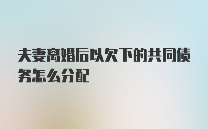 夫妻离婚后以欠下的共同债务怎么分配