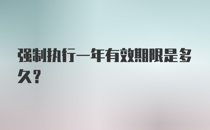 强制执行一年有效期限是多久？