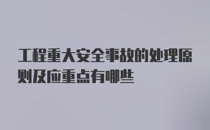 工程重大安全事故的处理原则及应重点有哪些