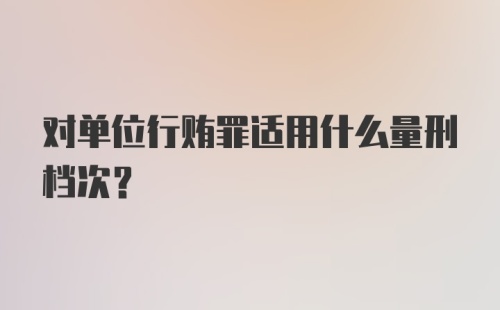 对单位行贿罪适用什么量刑档次？