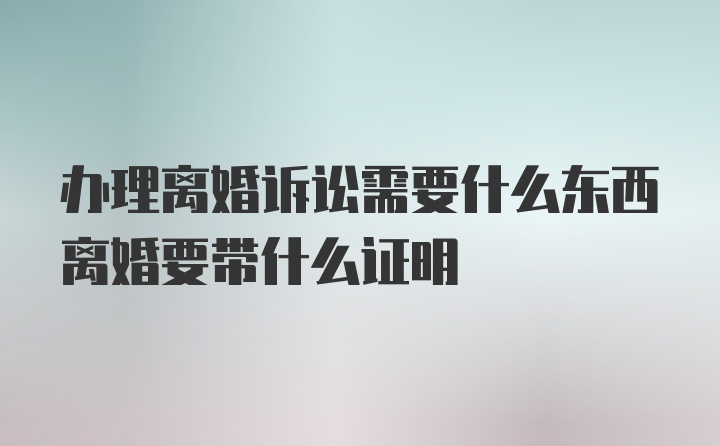 办理离婚诉讼需要什么东西离婚要带什么证明