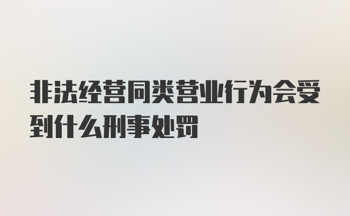 非法经营同类营业行为会受到什么刑事处罚