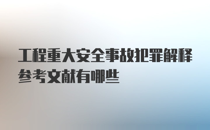 工程重大安全事故犯罪解释参考文献有哪些