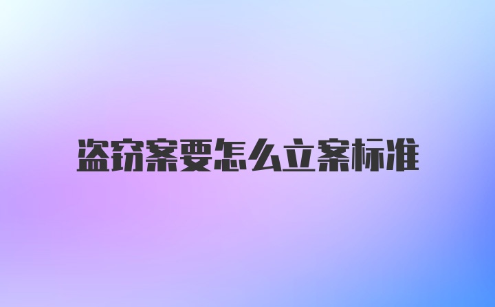 盗窃案要怎么立案标准