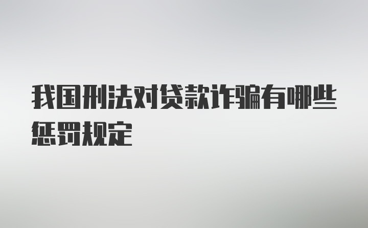 我国刑法对贷款诈骗有哪些惩罚规定