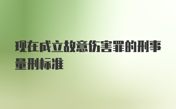 现在成立故意伤害罪的刑事量刑标准