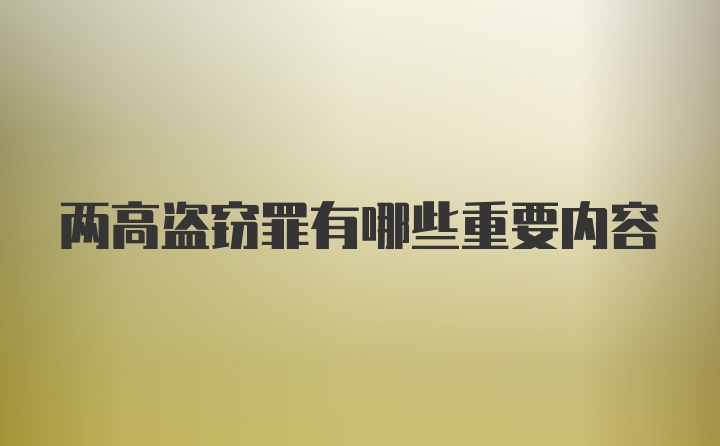 两高盗窃罪有哪些重要内容