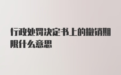 行政处罚决定书上的撤销期限什么意思