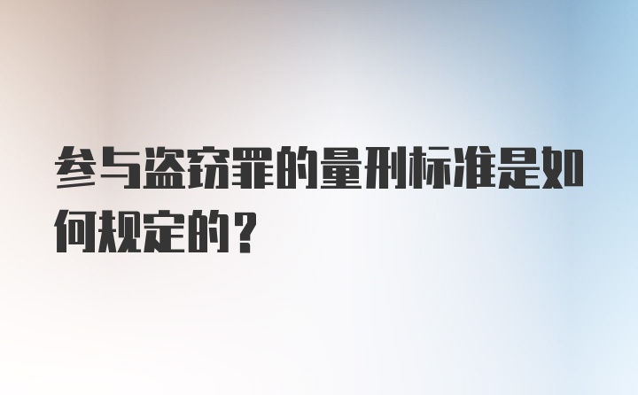 参与盗窃罪的量刑标准是如何规定的?