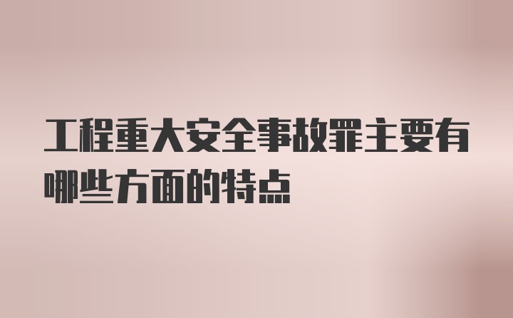 工程重大安全事故罪主要有哪些方面的特点