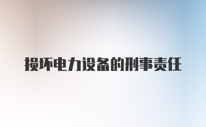 损坏电力设备的刑事责任