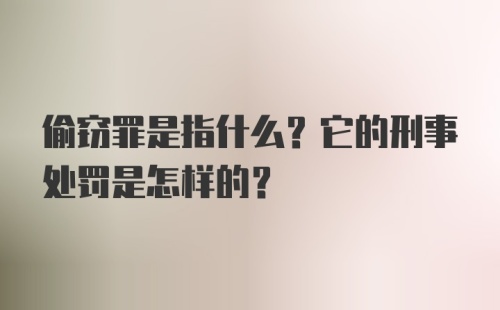 偷窃罪是指什么？它的刑事处罚是怎样的？