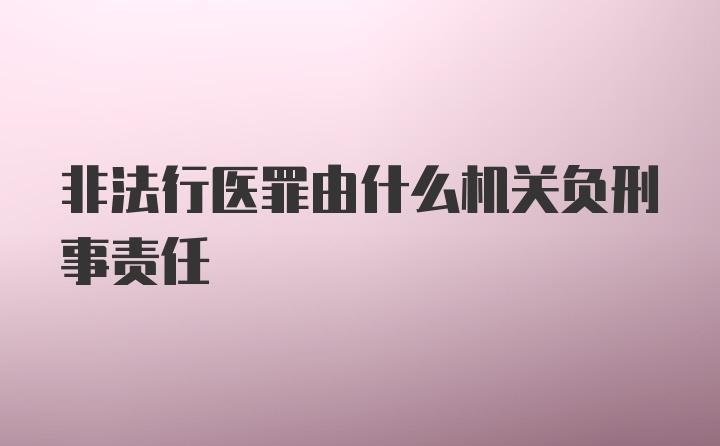 非法行医罪由什么机关负刑事责任