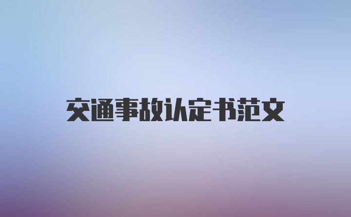 交通事故认定书范文