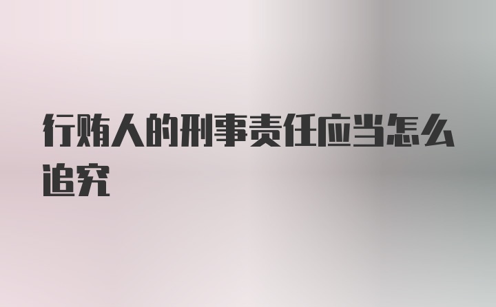 行贿人的刑事责任应当怎么追究