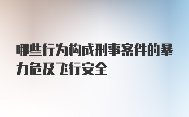 哪些行为构成刑事案件的暴力危及飞行安全