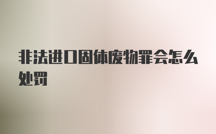 非法进口固体废物罪会怎么处罚