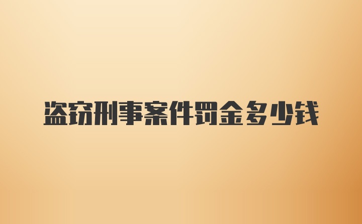 盗窃刑事案件罚金多少钱