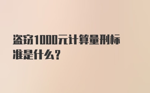 盗窃1000元计算量刑标准是什么？