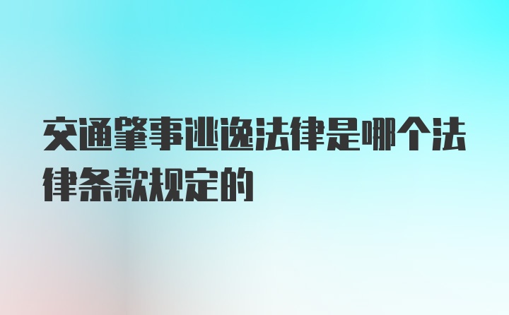 交通肇事逃逸法律是哪个法律条款规定的