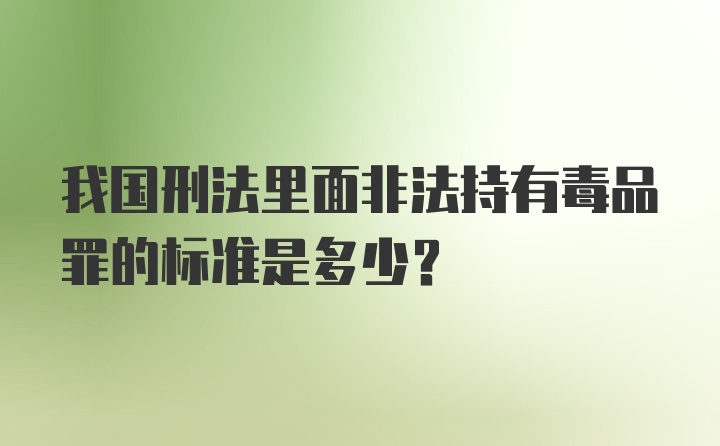 我国刑法里面非法持有毒品罪的标准是多少？